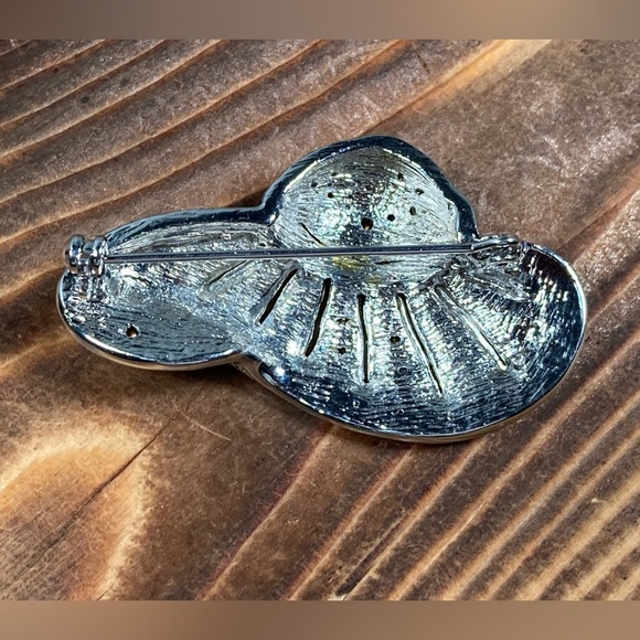 Elegant Silver Hat Pin Brooch Rhinestones Baguettes Vintage - Picture 5 of 10